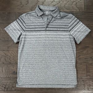 Vineyard Vines Gray Striped Men's Polo Shirt Size Medium